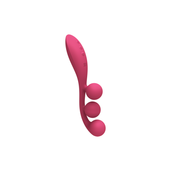 Vibromasseur triple stimulation flexible, anal, vaginale, clitoridienne Tri Ball rouge USB Satisfyer 